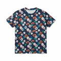 All-over multi-sport print t-shirt on navy background