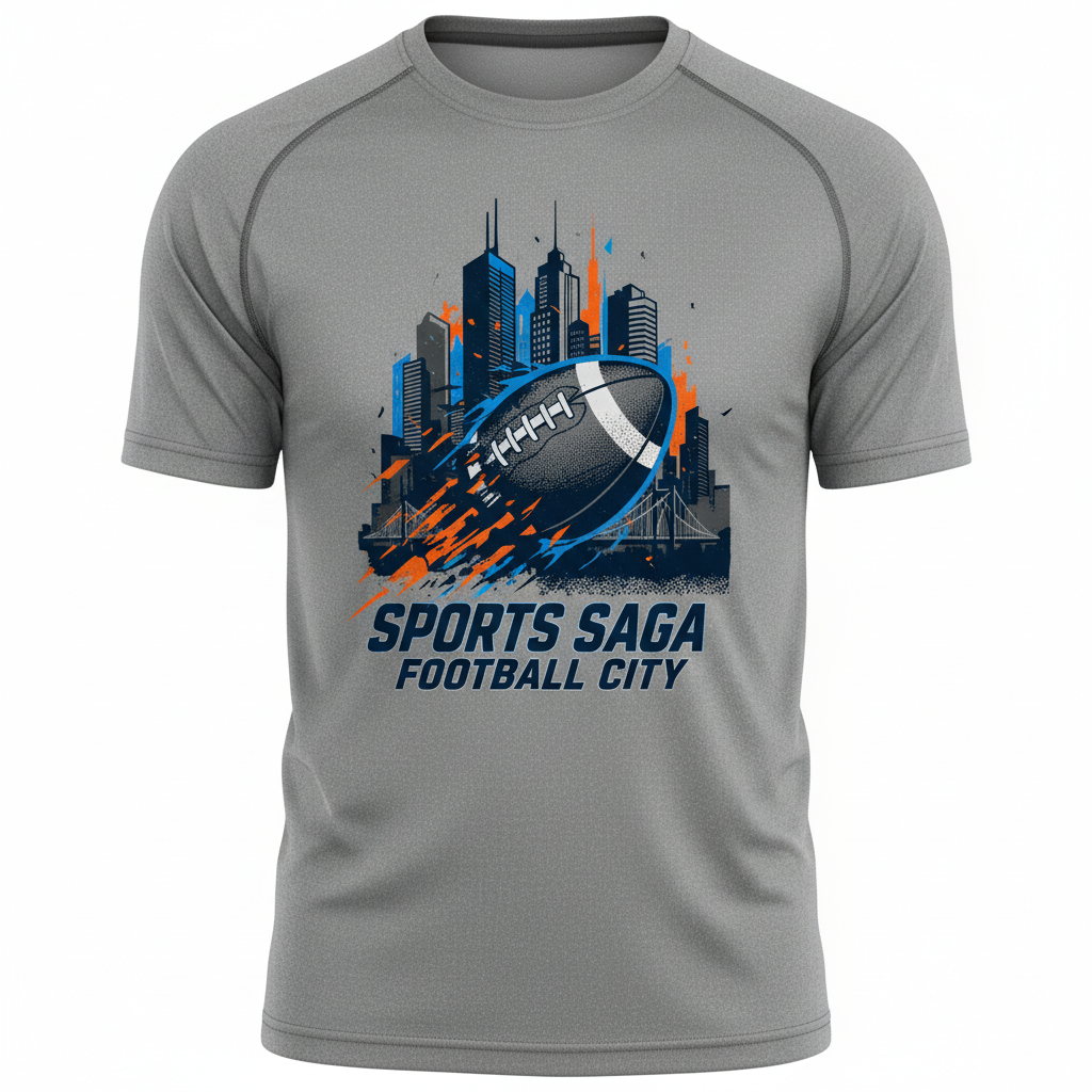 Football City Tee with bold athletic graphic and city skyline design