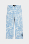 Light blue camo cargo pants with Athletic Dept circular logo on lower leg